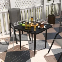 Outsunny 31.5" Patio Dining Table for 4, Metal Square Outdoor Table for Garden, Lawn, Backyard, Black(m-3)