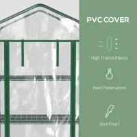 Outsunny 27" x 20" x 65" Portable Greenhouse with 4 Tier Shelves and Wheels, Outdoor Hot House Plant Flower Greenhouse, Steel Frame, Plastic Cover, Clear(m-4)