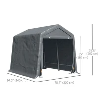 Outsunny 7.9' x 6.6' Garden Storage Tent, Patio Storage Shelter w/ Metal Frame and Double Zipper Doors, Dark Grey(m-3)
