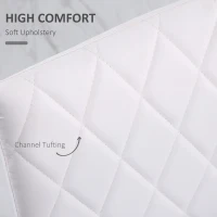 HOMCOM Modern Dining Chairs Set of 4, Upholstered Faux Leather Kitchen Chairs with Rhombic Tufting and Metal Legs for Living Room, White(m-5)