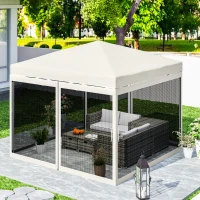 Outsunny Gazebo Mosquito Netting, Replacement Mosquito Netting with Zippers for 10' x 10' Pop-Up Canopy Tent (Mosquito Net Only)(m-8)