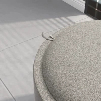 HOMCOM Round Storage Ottoman Coffee Table with Flip Top Tray, Linen Fabric Upholstered Footstool with Hidden Compartment(m-8)