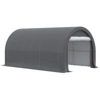Outsunny 10' x 16' Heavy Duty Portable Carport Tent with Zippered Door, PE Cover for Car, Boat, Motorcycle, Bike, Grey(m-9)