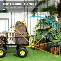 Outsunny Steel Garden Cart, Utility Wagon with Removable Sides, 10" Wheels, 180° Rotating Handle, 440lbs Capatity(m-6)