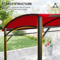 Outsunny 7' x 5' Garden Grill Canopy, BBQ Grill Gazebo Tent with Steel Frame and Hooks, Outdoor Sun Shade, Wine Red(m-6)