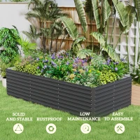 Outsunny 8' x 4' x 2' Raised Garden Bed, Galvanized Planter Box for Growing Flowers, Herbs and Vegetables, Dark Grey(m-5)