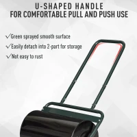 Outsunny 20-Inch Push/Tow Behind Lawn Roller Filled with 10 Gal Water or Sand for Flattening Sod in the Garden, Dark Green(m-7)