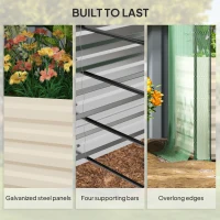 Outsunny Galvanized Steel Planter Box with Crop Cage and Shade Cloth, Raised Garden Bed for Flowers, Veggies and Herbs, Beige(m-7)