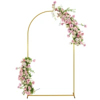 Outsunny 7FT x 4FT Gold Wedding Arch with U-shaped stakes for Birthday Parties, Bridal Showers, Graduation, and Ceremony(m-11)