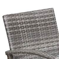 Outsunny 3 Pieces Wicker Patio Furniture Set, Rattan Bistro Set with Coffee Table and Cushions, Outdoor Conversation Set for Garden, Porch, Balcony, Grey(m-9)