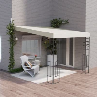 Outsunny 10' x 10' Outdoor Pergola Canopy, Metal Patio Canopy with Drainage Holes for Backyard, Garden, Cream White(m-2)