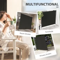 Outsunny Single Panel Room Divider, UV30+ Privacy Screen, Indoor Outdoor Privacy Panel with Stable Base, Black(m-4)
