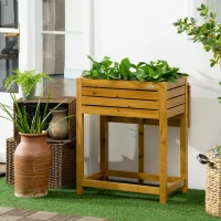 Outsunny Raised Garden Bed with Folding Side Table, Elevated Wood Planter Box for Flowers and Vegetables, Use for Patio, Balcony(m-10)