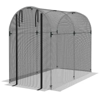 Outsunny Galvanized Steel Crop Cage, Plant Protection Tent with Zippered Door, 4' x 8', Black(m-2)