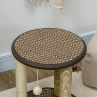 PawHut 17" Cat Tree, Kitty Activity Centre with Hanging Toys, Cat Tower with Jute, Sisal, Seagrass Scratching Post, Brown(m-7)