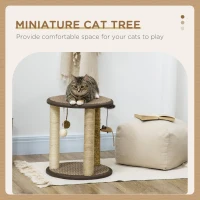PawHut 17" Cat Tree, Kitty Activity Centre with Hanging Toys, Cat Tower with Jute, Sisal, Seagrass Scratching Post, Brown(m-4)