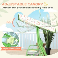 Qaba Kids Patio Swing Chair with Adjustable Canopy, Safety Belt for Patio, Garden, Poolside, Balcony, Green(m-5)
