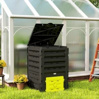Outsunny Compost Bin, Garden Composter with 80 Vents and 2 Sliding Doors, 120 Gallon (450L), Yellow(m-8)