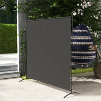 Outsunny Single Panel Room Divider, UV30+ Privacy Screen, Indoor Outdoor Privacy Panel with Stable Base, Dark Grey(m-8)