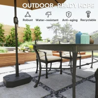 Outsunny Square Patio Umbrella Base Holder, Heavy Duty Outdoor Umbrella Stand Base, Filled Up to 55lbs with Stand or 44lbs with Water for Garden, Poolside, Black(m-6)