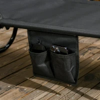 Outsunny 2 Piece Folding Outdoor Chaise Lounges, Pool, Sun, Tanning Chairs with Reclining Back, Sunshade for Beach, Patio, Black(m-10)