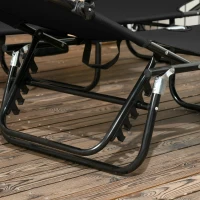 Outsunny 2 Piece Folding Outdoor Chaise Lounges, Pool, Sun, Tanning Chairs with Reclining Back, Sunshade for Beach, Patio, Black(m-9)