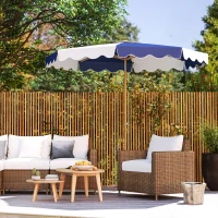 Outsunny 9FT Patio Umbrella with 8 Ribs, Crank & Tilt, UPF 50+ for Garden, Deck, Poolside, Mixed Colour(m-10)