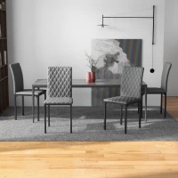 HOMCOM Set of 4 Modern Dining Chairs, Tufted High Back Side Chairs with Upholstered Seat, Steel Legs for Living Room, Kitchen(m-8)