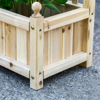 Outsunny Raised Garden Bed with Trellis, Wood Planter Box for Garden, Free Standing Flower Bed, 25.2" x 11" x 47.2" Natural Wood(m-7)