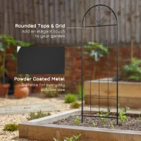 Outsunny Metal Garden Trellis Pack of 2 for Climbing Plants, Arched Grid Trellis Panels, 20" x 60", Black(m-6)