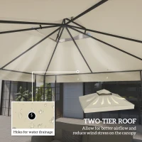 Outsunny 10' x 10' Gazebo Canopy Replacement Cover, 2-Tier Garden Gazebo Roof Replacement, UPF30+, TOP COVER ONLY, Cream White(m-4)