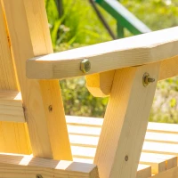 Outsunny Garden Bench for 2 Persons with Middle Table and Umbrella Hole, 2-Seater Outdoor Wooden Bench with Slat Design, Natural(m-10)