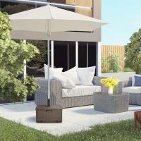Outsunny 3-in-1 Outdoor Umbrella Base with Wheels, Side Table, Planter Box, 175lbs Heavy Duty Patio Umbrella Stand, Brown(m-8)