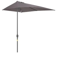 Outsunny 8ft Half Round Umbrella Outdoor Balcony Parasol Patio Garden Outdoor Window Sun Shade w/ 5 Ribs(m-2)