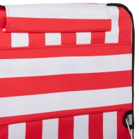 Outsunny Set of 2 Beach Lounge Chair Sun Lounger, Folding Ground Beach Mat w/ Adjustable Back, Steel Frame, Head Pillow and Carry Bag for Backyard Lakeside, Red and White(m-9)