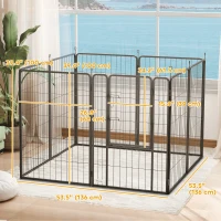 PawHut 39" Dog Playpen Indoor Outdoor, Portable Foldable 8 Panels Pet Playpen with Door & Strap for Large Dogs(m-3)