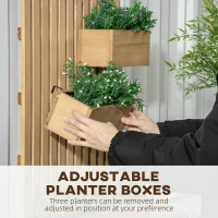 Outsunny 3 Box Raised Garden Bed with Trellis, Wall-Mounted Wood Planter Box Set with Drainage Hole for Flowers, Climbing Plants(m-5)