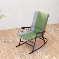 Outsunny Folding Rocking Chair Set, Oversized Outdoor Rocking Chair with 400 lbs Capacity, Wide Seat, Padded High Back, Green(m-3)