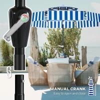Outsunny 8.6FT Patio Umbrella, UPF 30+ Outdoor Market Umbrella, 2-Tier Vented Patio Table Umbrella with Crank 8 Ribs, Tiltable Porch Umbrella for Garden Deck Poolside, Navy Blue(m-7)