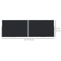Outsunny Retractable Double Side Awning, 79"x236" Patio Privacy Screen, UV Resistant, Waterproof Wind Screen, Black(m-3)