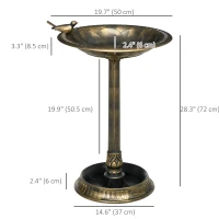Outsunny 28" Bird Bath for Outdoors, Vintage Birdbath with Bird Decoration and Flower Planter Base, Bronze(m-3)