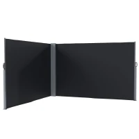 Outsunny Retractable Double Side Awning, 79"x236" Patio Privacy Screen, UV Resistant, Waterproof Wind Screen, Black(m-11)