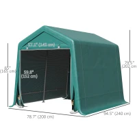 Outsunny 7.9' x 6.6' Garden Storage Tent, Patio Storage Shelter w/ Metal Frame and Double Zipper Doors, Green(m-3)