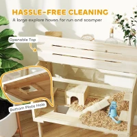 PawHut Wooden Hamster Cage with Legs, Gerbil Cage for Syrian, Dwarf, Mouse, 28" x 16" x 29.5", Nature Wood(m-7)