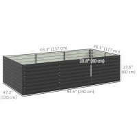 Outsunny 8' x 4' x 2' Raised Garden Bed, Galvanized Planter Box for Growing Flowers, Herbs and Vegetables, Dark Grey(m-3)