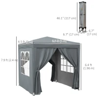 Outsunny 6.6'x6.6' Pop Up Canopy Tent with Sidewalls, Instant Sun Shelter Camping Gazebo with Carry Bag, Grey(m-3)