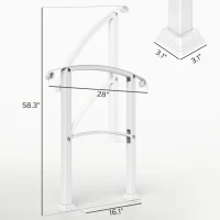 Outsunny 1-3 Step Metal Handrails for Outdoor Steps, Porch Deck Stair Railing with Installation Kit for Concrete Steps, White(m-3)