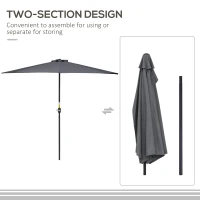 Outsunny 9.8ft Half Umbrella Semi Round Patio Parasol with Crank Handle, Top Vent for Garden, Balcony- NO BASE INCLUDED, Grey(m-4)