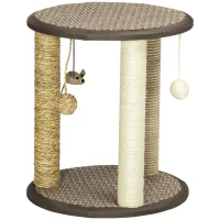 PawHut 17" Cat Tree, Kitty Activity Centre with Hanging Toys, Cat Tower with Jute, Sisal, Seagrass Scratching Post, Brown(m-11)