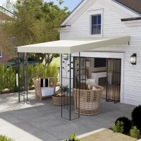Outsunny 10' x 10' Outdoor Pergola Canopy, Metal Patio Canopy with Drainage Holes for Backyard, Garden, Cream White(m-10)